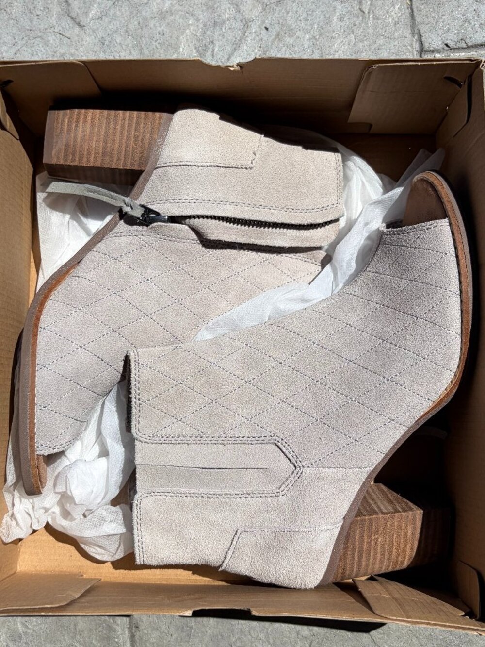 TOMS Majorca Peep Toe Drizzle Suede Quilted Ankle Booties Size 8